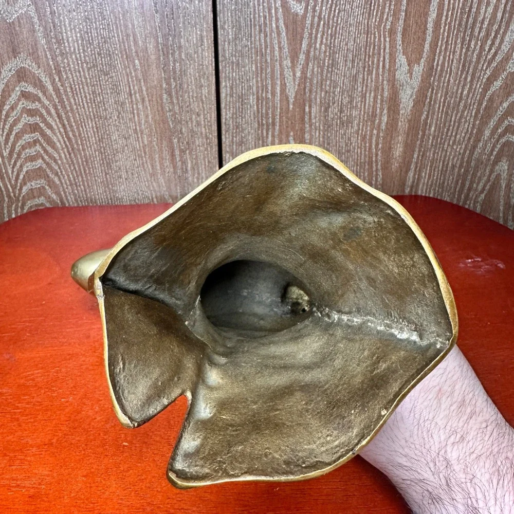 Vintage Solid Brass Victorian High Top Button Boot Vase Planter Decor 9